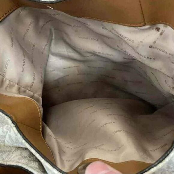 Michael Kors MK Designer Fulton Multicolor Cream Gold Hobo Shoulder Bag Purse - Picture 6 of 8